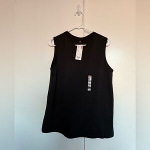 Uniqlo WOMEN COTTON SLEEVELESS T-SHIRT, Size: M, Color: Black, NWT